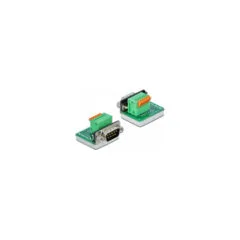 Delock D-Sub 9 Stecker zu Terminalblock mit Drucktaster vertikal