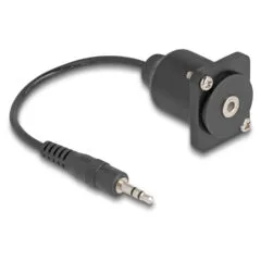 Delock D-Typ Kabel 3.5 mm 3 Pin Klinkenstecker zu Buchse schwarz 20 cm
