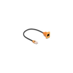 Delock D-Typ RJ45 Kabel Stecker zu Buchse Cat.5e UTP orange schwarz 30 cm