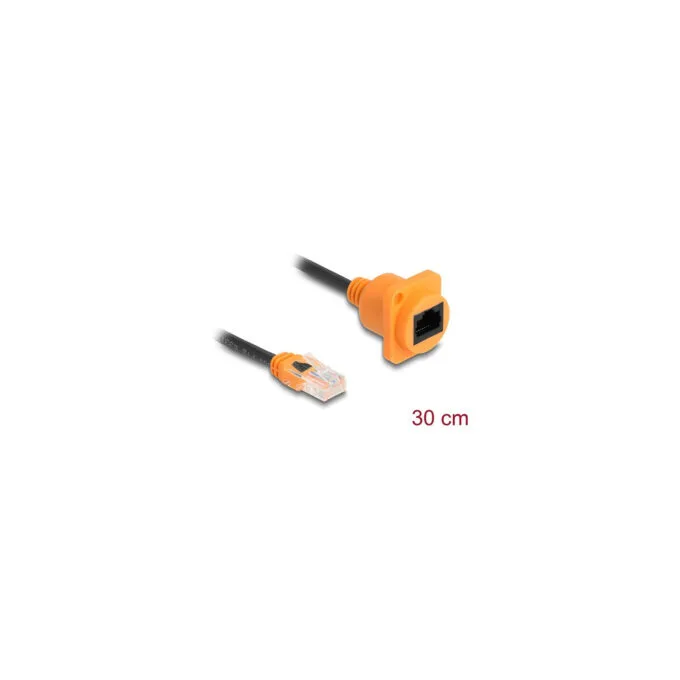 Delock D-Typ RJ45 Kabel Stecker zu Buchse Cat.5e UTP orange schwarz 30 cm — image 2