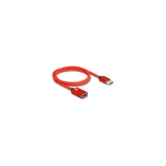 DELOCK DisplayPort Verlngerungskabel 8K 60 Hz 1 m rot Metall ohne Einrastfunktion