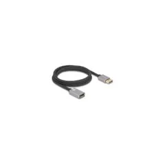 DELOCK DisplayPort Verlngerungskabel 8K 60 Hz 2 m grau Metall ohne Einrastfunktion