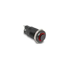 Delock Druckschalter zum Einbau schwarz 12 mm 12 V 4 x Lötanschluss LED rot Ring