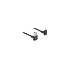 Delock EASY-USB 2.0 Kabel Typ-A Stecker zu EASY-USB Typ Micro-B Stecker gewinkelt oben unten 1 m schwarz