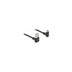 Delock EASY-USB 2.0 Kabel Typ-A Stecker zu EASY-USB Typ Micro-B Stecker gewinkelt oben unten 2 m schwarz