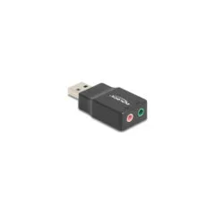 Delock Externe USB Soundkarte mit USB-A Stecker auf 2 x 3.5 mm Klinkenbuchse Plug & Play Audio Adapter schwarz