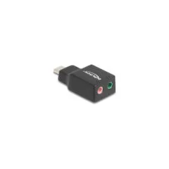 Delock Externe USB Soundkarte mit USB Type-CTM Stecker auf 2 x 3.5 mm Klinkenbuchse Plug & Play Audio Adapter schwarz