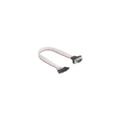 Delock Flachbandkabel RS-232 mit 9 x Pfostenbuchse zu D-Sub 9 Pin Stecker mit Muttern 30 cm