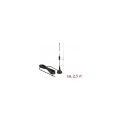 DELOCK GSM UMTS LTE Antenne SMA Stecker 2 dBi starr omnidirektional mit Anschlusskabel RG-174 2.5m outdoor schwarz