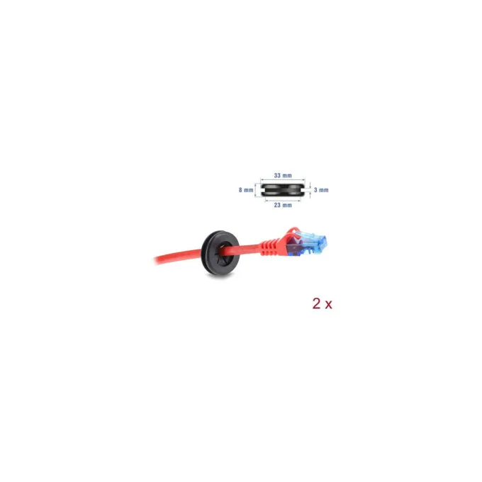 Delock Gummi Kabeldurchführung rund Ø 27 mm schwarz 2 Stück — image 3