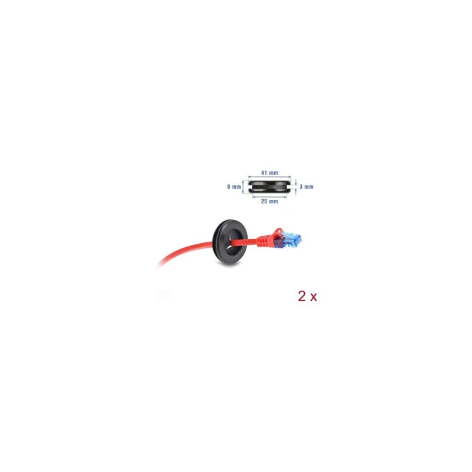 Delock Gummi Kabeldurchführung rund Ø 30 mm schwarz 2 Stück — image 3