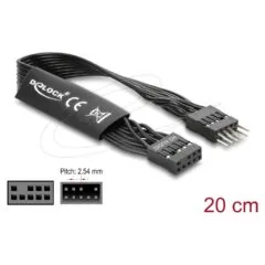 Delock HD Audio Flachbandkabel Mainboard Verlängerungskabel 9 Pin Pfostenstecker zu Pfostenbuchse 20 cm schwarz