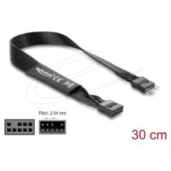 Delock HD Audio Flachbandkabel Mainboard Verlängerungskabel 9 Pin Pfostenstecker zu Pfostenbuchse 30 cm schwarz