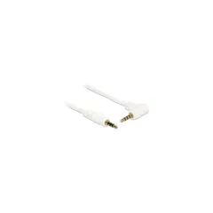 Delock Kabel Klinke 3.5 mm 4 Pin Stecker to Stecker gewinkelt 0.5 m weiß