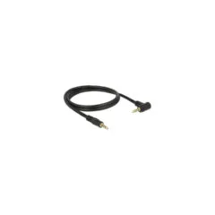 Delock Kabel Klinke 3.5 mm 4 Pin Stecker to Stecker gewinkelt 1 m schwarz