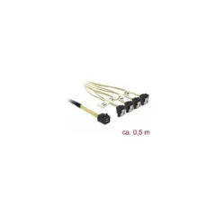 Delock Kabel Mini SAS HD SFF-8643 to 4 x SATA 7 Pin gewinkelt 0.5 m