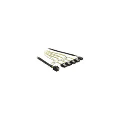 Delock Kabel Mini SAS HD SFF-8643 to 4 x SATA 7 Pin Reverse + Sideband 0.5 m
