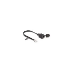 Delock Kabel RJ12 Stecker zu RJ12 Buchse mit Verschlusskappe 20 cm schwarz