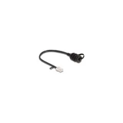 Delock Kabel RJ45 Stecker zu RJ45 Buchse zum Einbau mit Verschlusskappe Cat.5e FTP IP68 staub- und wasserdicht 25 cm ...