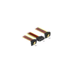 Delock Kabel SATA 15 Pin Strom Stecker mit Einrastfunktion to 2 x SATA 15 Pin Strom Buchse 15 cm