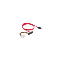 Delock Kabel SATA 6 Gb s 7 Pin Buchse + Molex 4 Pin Strom Stecker to SATA 22 Pin Buchse oben gewinkelt 50 cm