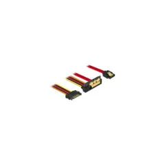 Delock Kabel SATA 6 Gb s 7 Pin Buchse + SATA 15 Pin Strom Stecker to SATA 22 Pin Buchse unten gewinkelt Metall 30 cm