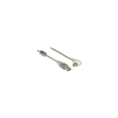 Delock Kabel USB 2.0 Typ-A Stecker to USB 2.0 Typ-B Stecker gewinkelt 3.0 m transparent