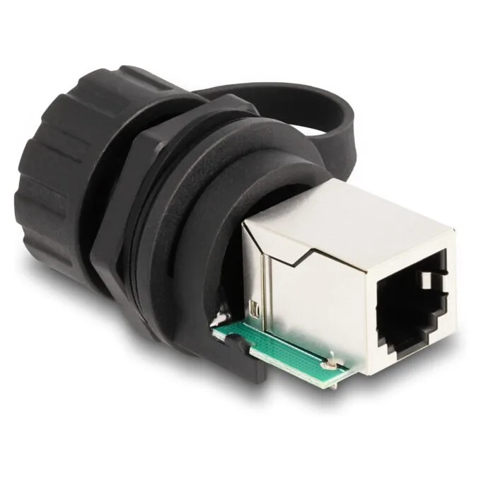 Delock Kabelverbinder RJ12 Buchse zu RJ12 Buchse zum Einbau mit Verschlusskappe IP68 staub- und wasserdicht schwarz — image 2
