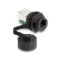 Delock Kabelverbinder RJ12 Buchse zu RJ12 Buchse zum Einbau mit Verschlusskappe IP68 staub- und wasserdicht schwarz