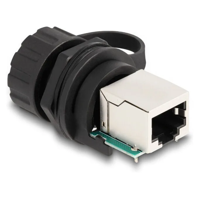 Delock Kabelverbinder RJ50 Buchse zu RJ50 Buchse zum Einbau mit Verschlusskappe IP68 staub- und wasserdicht schwarz — image 2