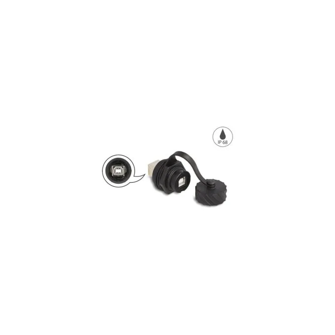 Delock Kabelverbinder USB 2.0 Typ-B Buchse zu Buchse zum Einbau mit Bajonett-Verschlusskappe IP68 staub- und wasserdi... — image 2