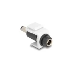 Delock Keystone Modul DC 5.5 x 2.5 mm Buchse zu DC 5.5 x 2.1 mm Stecker weiß