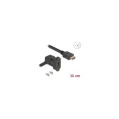 Delock Keystone Modul HDMI Einbaubuchse 45° gewinkelt zu HDMI Stecker mit 30 cm Kabel 8K 60 Hz schwarz