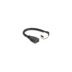 Delock Keystone Modul Kabel HDMI Buchse zu Buchse 90° gewinkelt 8K 60 Hz 20 cm schwarz