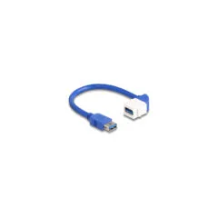 Delock Keystone Modul Kabel USB 5 Gbps Typ-A Buchse zu USB Typ-A Buchse 90° gewinkelt 20 cm blau