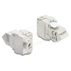 Delock Keystone Modul RJ45 Buchse zu LSA Cat.6A 45° gewinkelte Buchse geschirmt 180° Kabelführung werkzeugfrei Metall