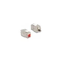 Delock Keystone Modul RJ45 Buchse zu LSA Cat.6A werkzeugfrei mit roter Staubschutzkappe