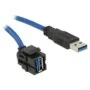 Delock Keystone Modul USB 5 Gbps Typ-A Buchse 250° zu Typ-A Stecker mit 1.5 m Kabel schwarz