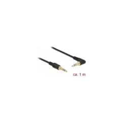 Delock Klinkenkabel 3.5 mm 3 Pin Stecker to Stecker gewinkelt 1 m schwarz