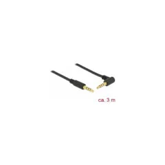 Delock Klinkenkabel 3.5 mm 4 Pin Stecker to Stecker gewinkelt 3 m schwarz