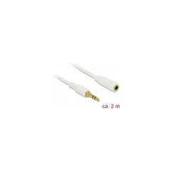 Delock Klinkenverlängerungskabel 3.5 mm 3 Pin Stecker zu Buchse 2 m weiß