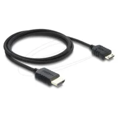 Delock Koaxiales High Speed HDMI Kabel HDMI Stecker zu Mini HDMI Stecker 8K 60 Hz mit Geflechtmantel 1 m