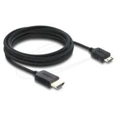 Delock Koaxiales High Speed HDMI Kabel HDMI Stecker zu Mini HDMI Stecker 8K 60 Hz mit Geflechtmantel 3 m