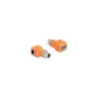 Delock M12 Adapter A-kodiert 8 Pin Buchse zu RJ45 Buchse Cat.5e mit Befestigungsloch 90° gewinkelt orange