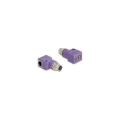 Delock M12 Adapter D-kodiert 4 Pin Buchse zu RJ45 Buchse Cat.5e mit Befestigungsloch 90° gewinkelt violett