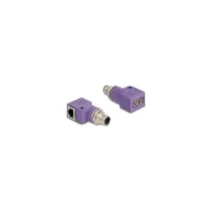 Delock M12 Adapter D-kodiert 4 Pin Stecker zu RJ45 Buchse Cat.5e mit Befestigungsloch 90° gewinkelt violett
