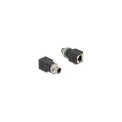 Delock M12 Adapter D-kodiert 4 Pin Stecker zu RJ45 Buchse gerade