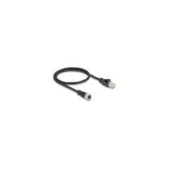 Delock M12 Adapterkabel D-kodiert 4 Pin Buchse zu RJ45 Stecker 50 cm
