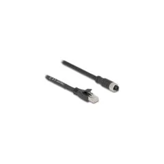 Delock M12 Kabel X-kodiert 8 Pin Buchse zu RJ45 Stecker Cat.5e S FTP flexibel 5 m schwarz