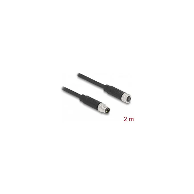 Delock M8 A-kodiert 3 Pin Kabel Stecker zu Buchse PUR (TPU) 2 m — image 2